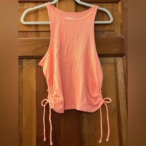 Side tie tank top, coral, NWT